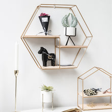 Load image into Gallery viewer, Nordic Iron Hexagonal Grid Wall Shelf Decorative Storage Rack Holder