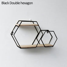 Load image into Gallery viewer, Nordic Iron Hexagonal Grid Wall Shelf Decorative Storage Rack Holder