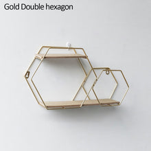 Load image into Gallery viewer, Nordic Iron Hexagonal Grid Wall Shelf Decorative Storage Rack Holder