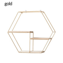 Load image into Gallery viewer, Nordic Iron Hexagonal Grid Wall Shelf Decorative Storage Rack Holder